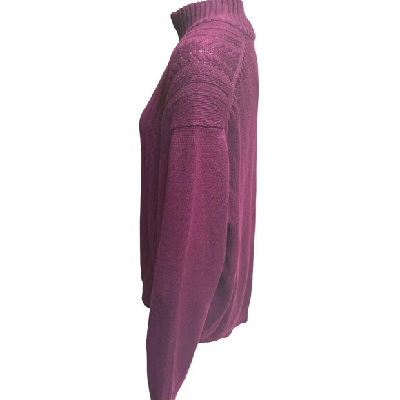 Calvin Klein Mens XL Maroon All Cotton Cable Knit Half Zip Sweater - Picture 2 of 12